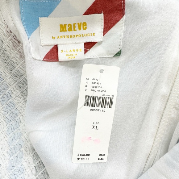 NWT Anthropologie Maeve Halter Midi Dress XL Striped $168 Blue White A-Line - Picture 10 of 11